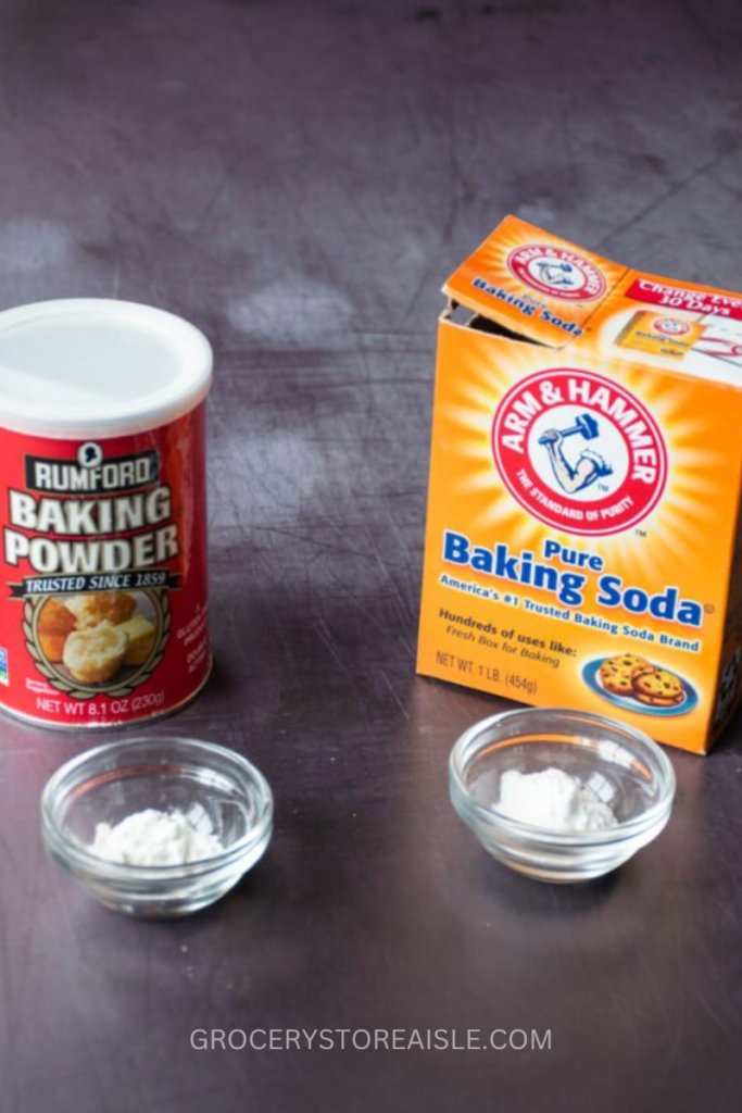 Baking soda & baking powder in small containers
