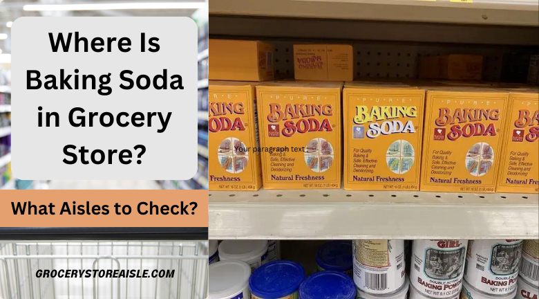 Baking soda boxes on grocery store shelve