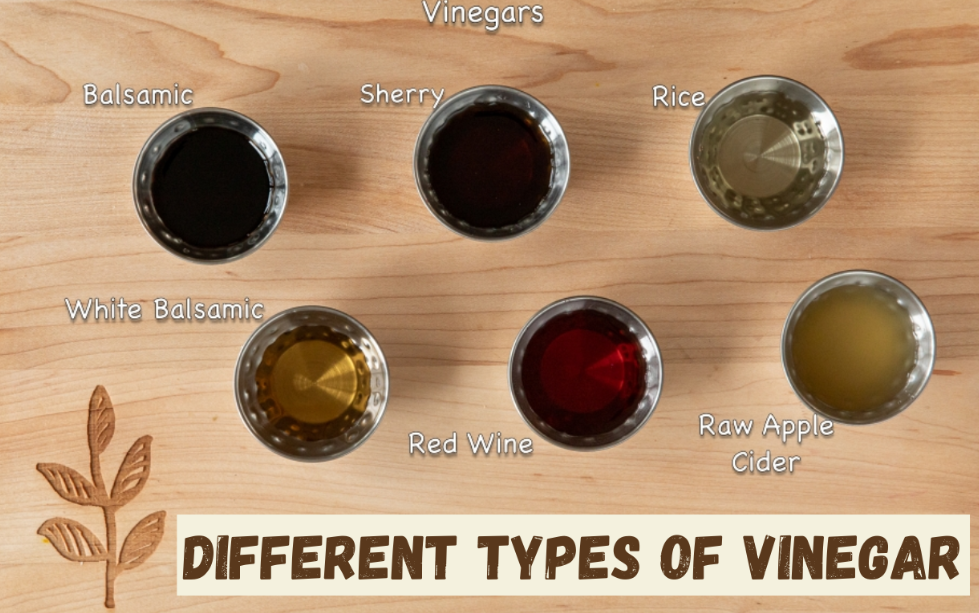 Six different types of vinegars